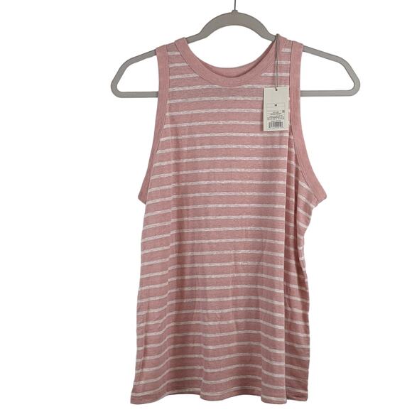 Linen Tank Top A New‎ Day Pink Striped M Career Layer Staple Everyday Staple - Picture 1 of 8